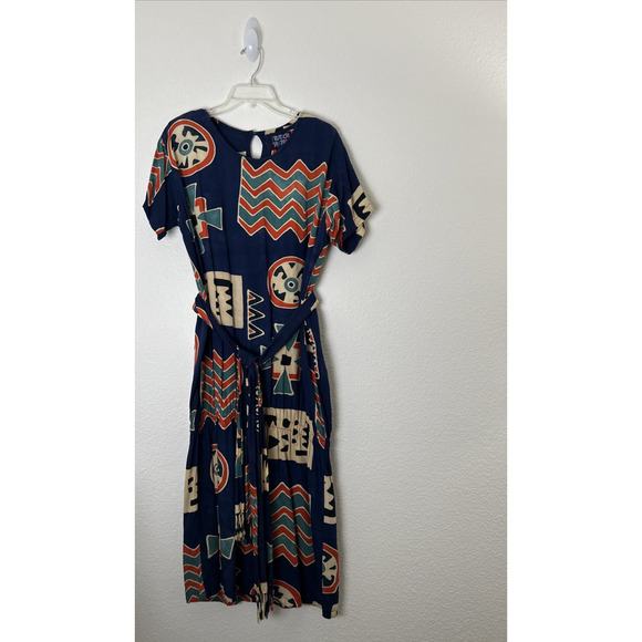 VTG TROPICAL TANTRUM Womens Dress S/M Maxi Hand Made Batik Belted - Picture 1 of 9